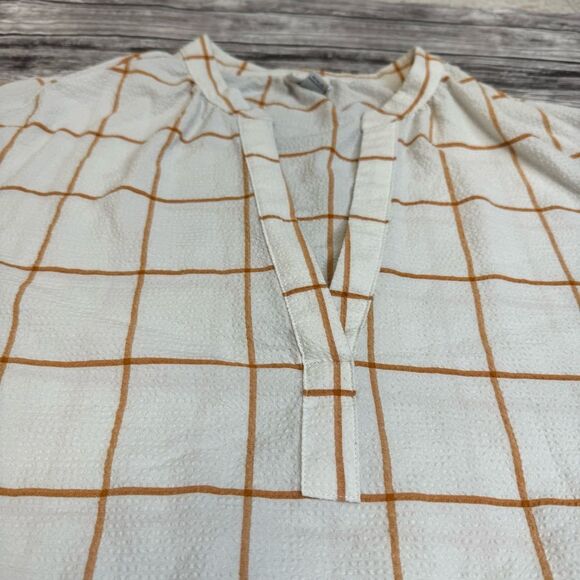 a new day Women's Balloon Sleeve Peasant Blouse Cream Golden Yellow M Med Medium - Picture 3 of 14